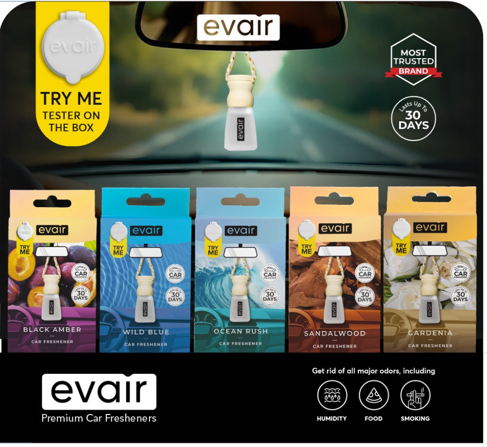 Evair Car Freshener Retail Store Display - 25 units assortment
