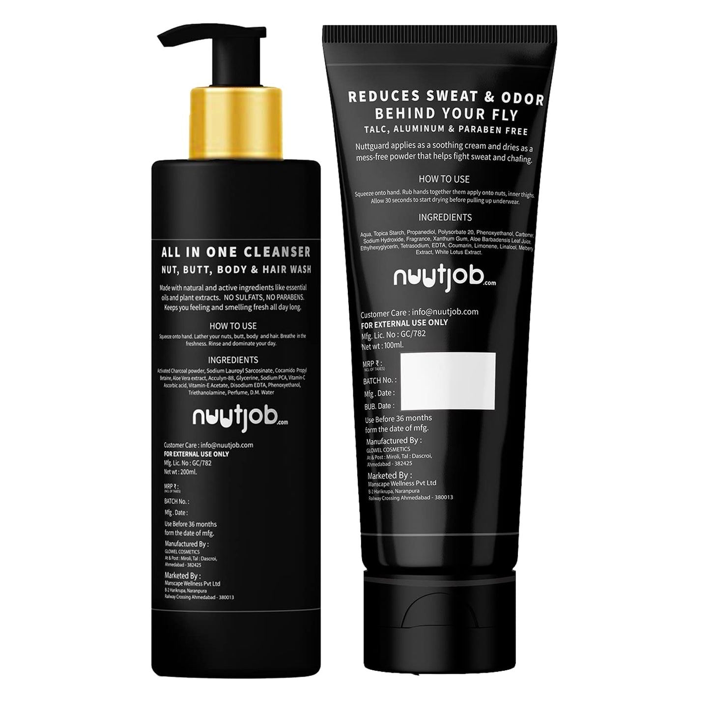 Charcoal activated daily shower gel + Anti-chaffing Liquid powder 100 ml