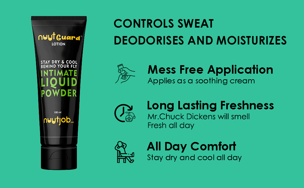NuutGuard Lotion - Anti-Chaffing Liquid Powder to keep your skin dry and sweat free (100 ml)