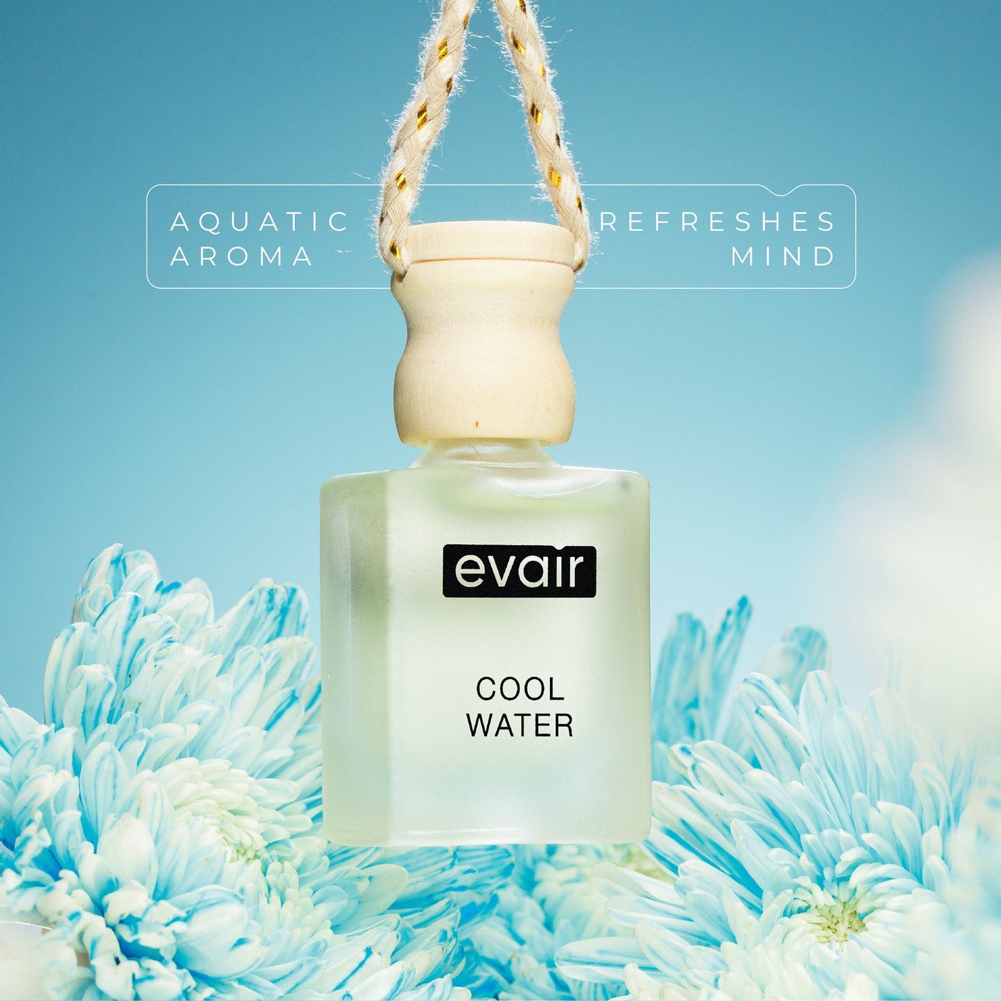 Evair Cool Water Car Perfume Glass Bottle wiith flowers