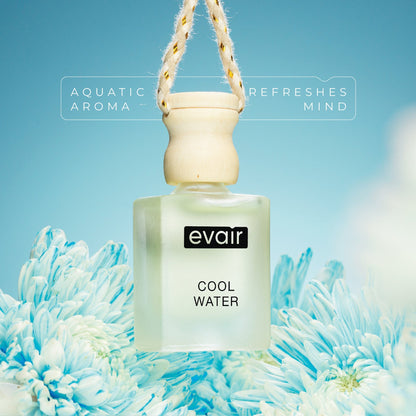 Evair Cool Water Car Perfume Glass Bottle wiith flowers