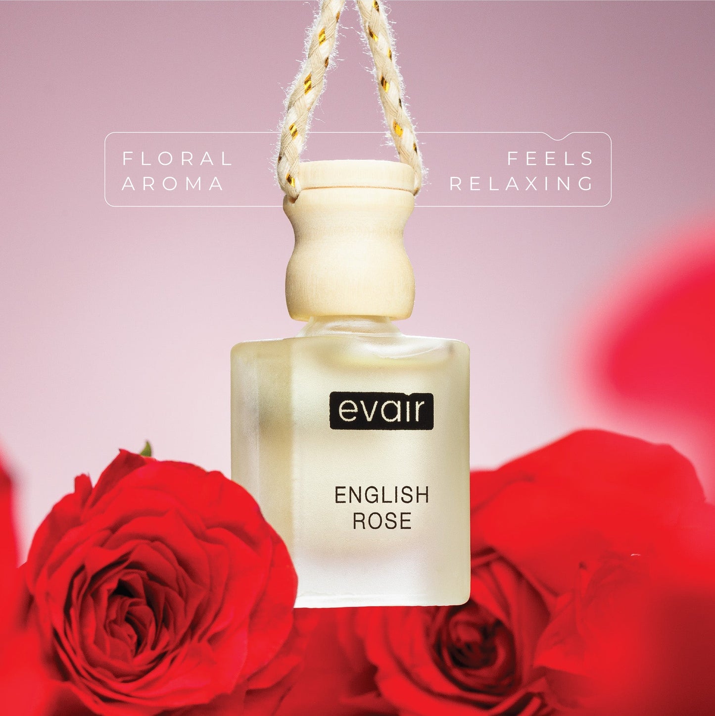 Evair English Rose Car Perfume Glass Bottle wiith Rose