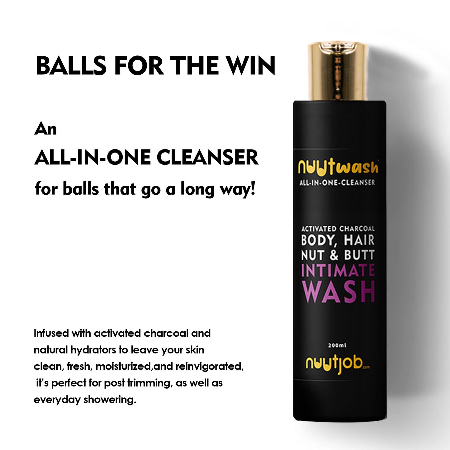 Nuutwash All in one cleanser with activated charcoal and enriched with essential oils (200 ml)