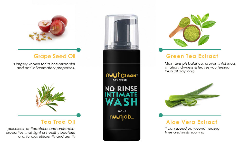 Nuutclean Dry Wash - Rinse Free Formula to refresh your skin in the jiffy (100 ml)