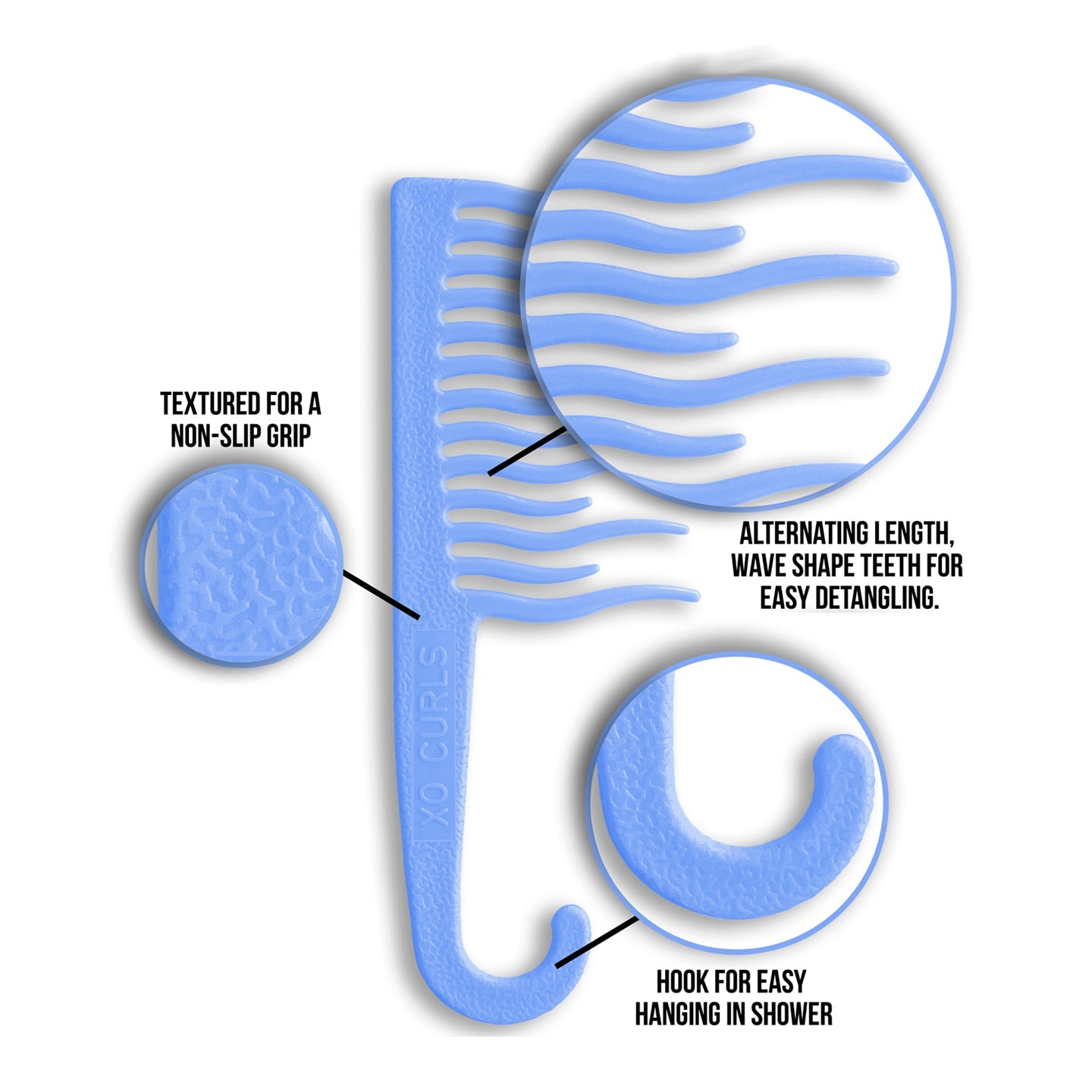 Shower Detangling Comb - Blue