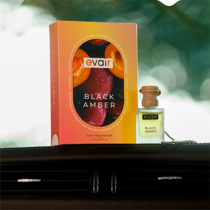 Evair Amber Long lasting Car Perfume box and glass bottle in the car
